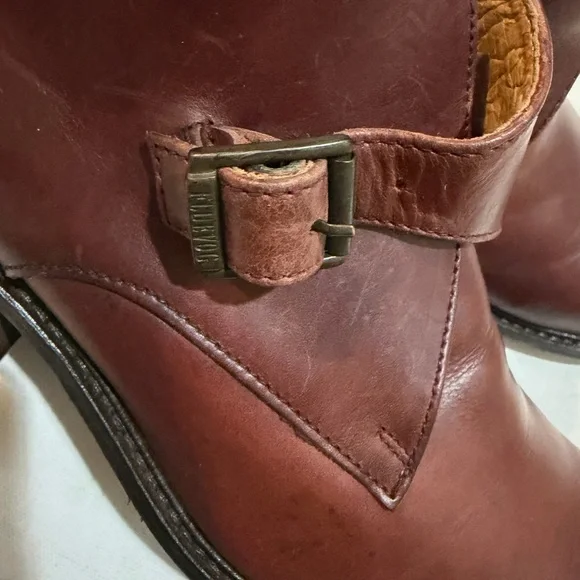 John Fluevog SHANA burgundy Leather Monk Strap Western Ankle Boot Sz US 10 UK 8 - Picture 13 of 16